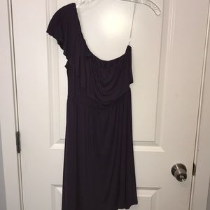 Purple one-shoulder dress